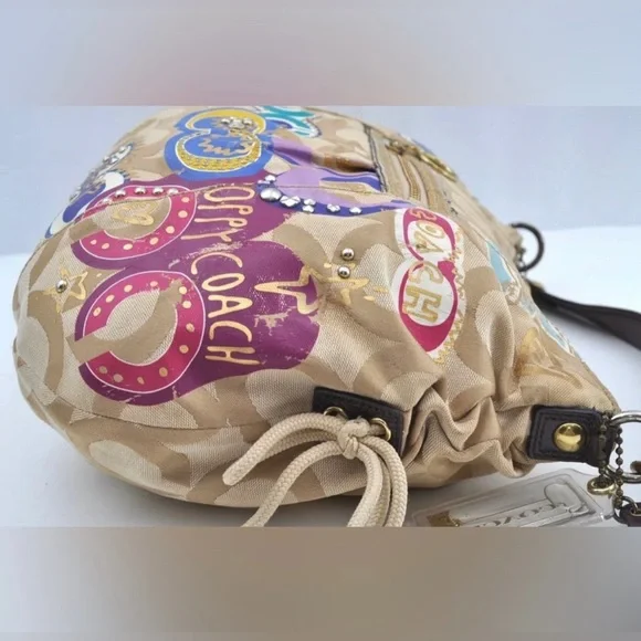 Rare 🦄 Coach Signature Jazzy Glitter Poppy Multi Canvas Handbag Purse - Picture 4 of 15